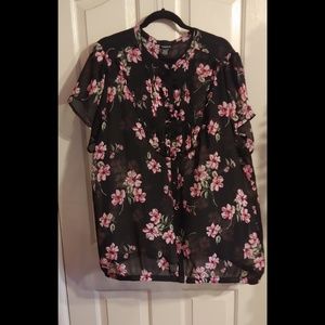 Torrid floral sheer ruffle top